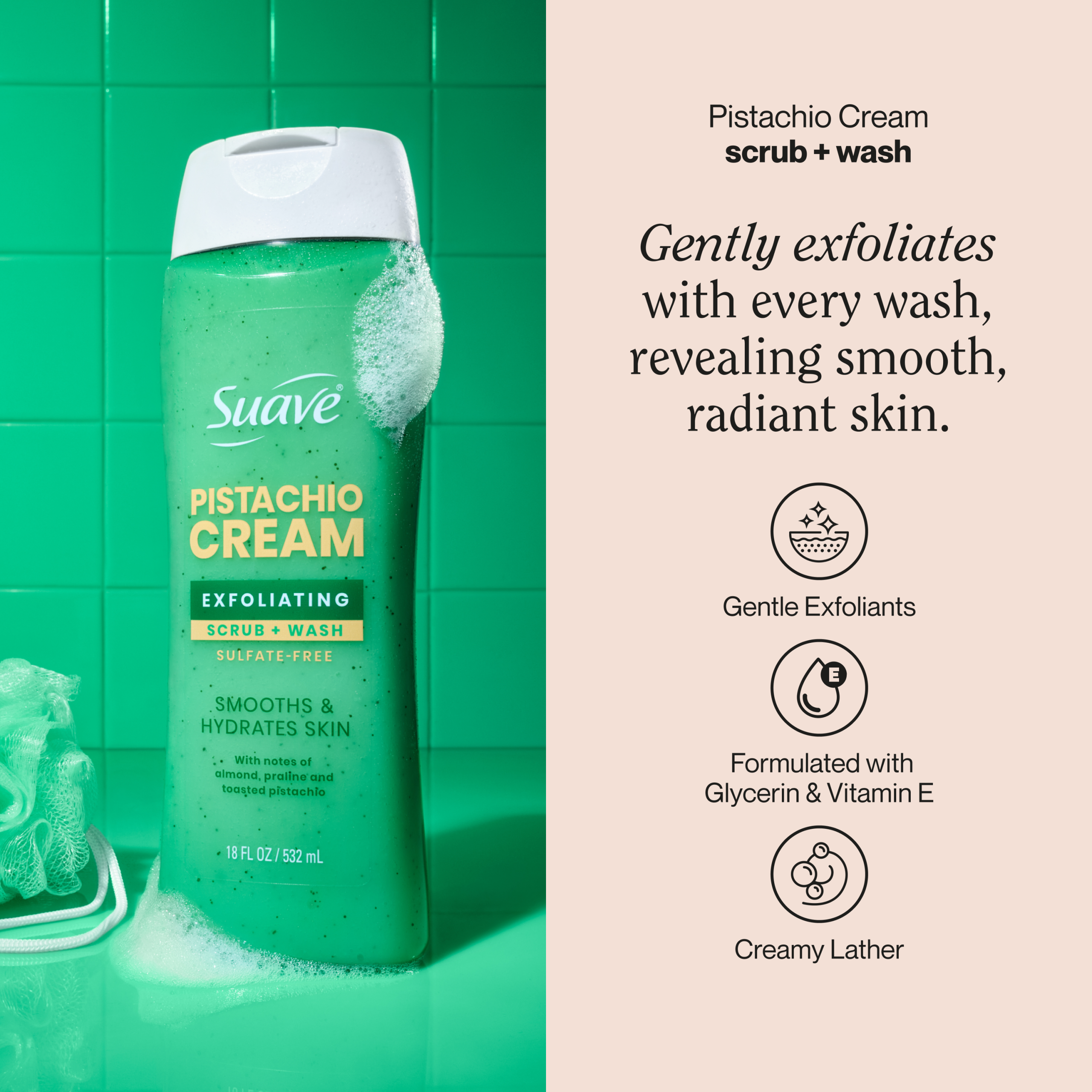 Pistachio Cream Exfoliating Body Wash & Scrub - Image 2